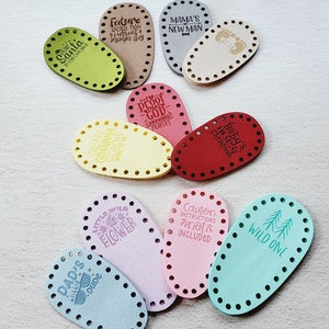 Set of Baby Bootie Soles! Crochet Bootie Soles! Baby Shoe Soles! Microsuede! Preemie - 12 Months! Knitting Baby Shoe Soles! Engraved Bottoms