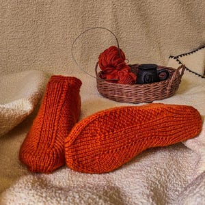 Hand Knit Slipper Socks | Cozy Ankle House Socks | Wool Home Shoes | Gift for Her or Him | Rustic Hygge Style